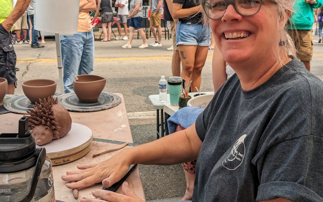 Lila hand building clay hedgehog at a la carte in west allis